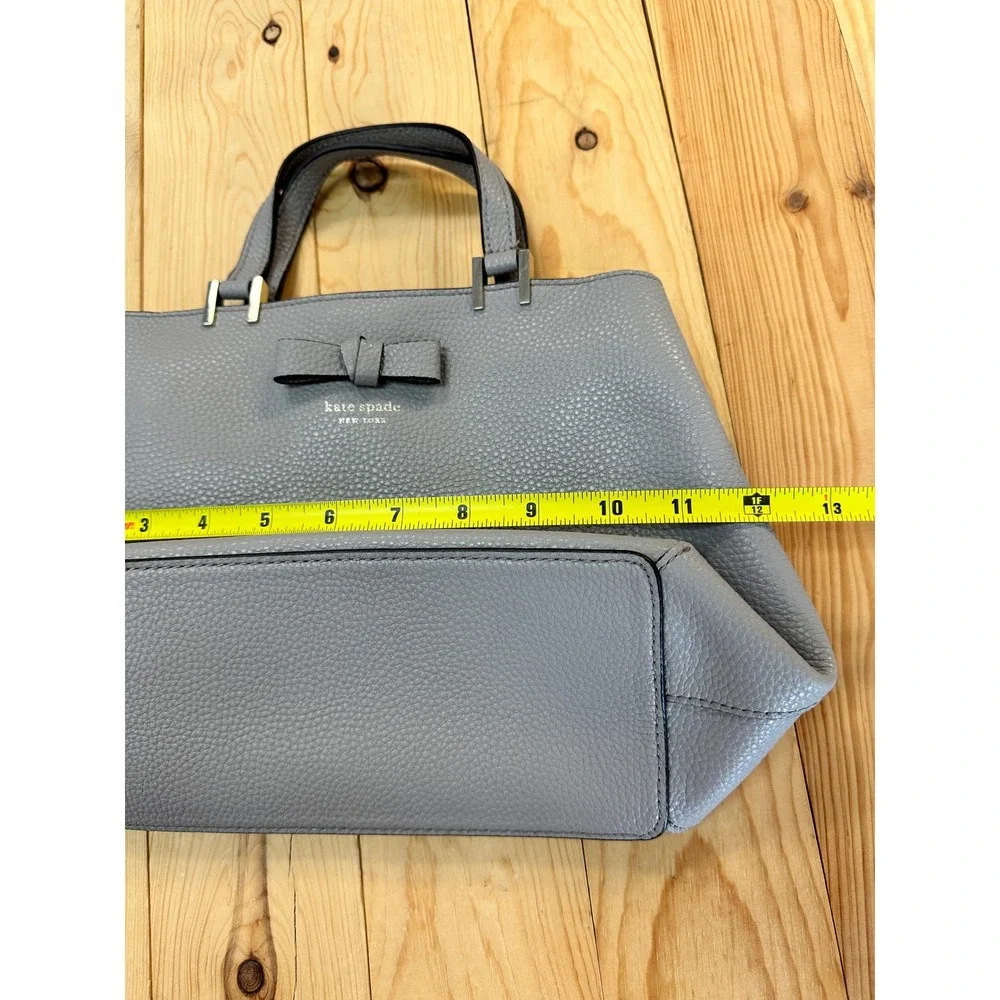 Kate Spade Satchel Crossbody Pebble Leather Bow Detail Gray Handbag‎